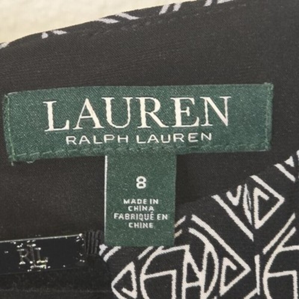Lauren Ralph Lauren Geometric Print Tie-Waist Dress – Size 8 - Picture 3 of 7